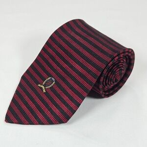Tommy Hilfiger Men Heritage Crest Striped Textured Silk Tie Red Black Classic